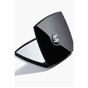 EUC CHANEL Glossy Black Mirror Compact, Chanel Gift Bag and Chanel Ribbon